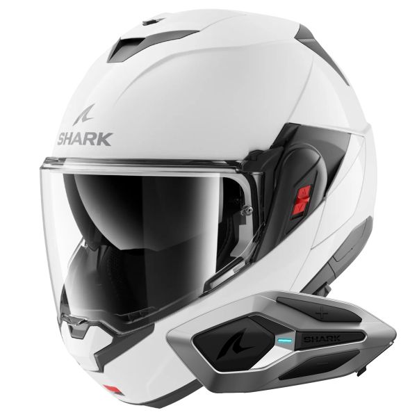 Casque Modulable Shark Oxo Blank W05 + Kit Bluetooth Sena for Shark Mesh Solo