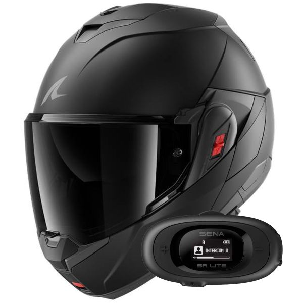 Casque Modulable Shark Oxo Dark Shadow Mat KMA + Kit bluetooth 5R Lite Solo