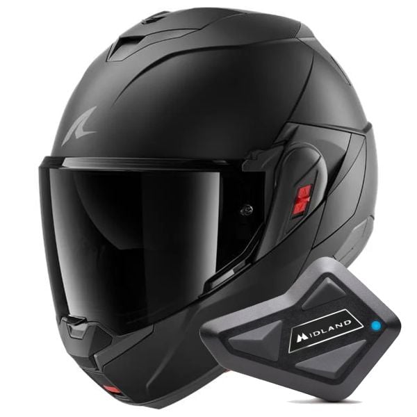 Casque Modulable Shark Oxo Dark Shadow Mat KMA + Kit Bluetooth BT Mini