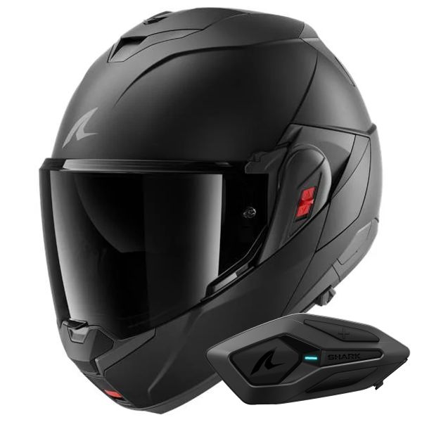 Casque Modulable Shark Oxo Dark Shadow Mat KMA + Kit Bluetooth Sena for Shark