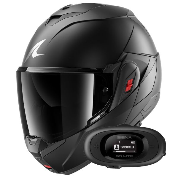 Casque Modulable Shark Oxo Dark Shadow Mat Titan Mat A08 + Kit bluetooth 5R Lite Solo