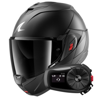 Casque Modulable Shark Oxo Dark Shadow Mat Titan Mat A08 + Kit Bluetooth 5S Solo