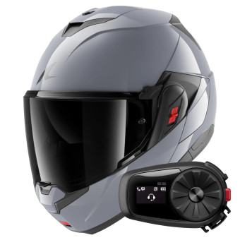 Casque Modulable Shark Oxo Dark Shadow S05 + Kit Bluetooth 5S Solo