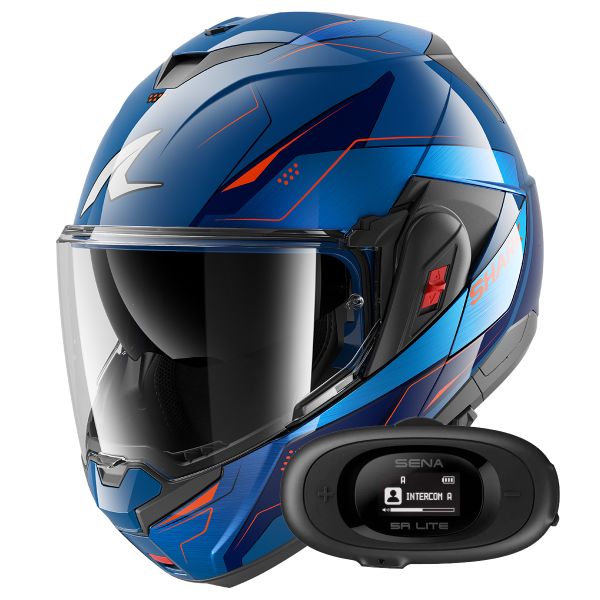 Casque Modulable Shark Oxo Mekarium BUO + Kit bluetooth 5R Lite Solo