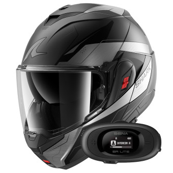 Casque Modulable Shark Oxo Mekarium Mat AUK + Kit bluetooth 5R Lite Solo