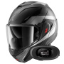 Casque Modulable Shark Oxo Mekarium Mat AUK + Kit bluetooth 5R Lite Solo