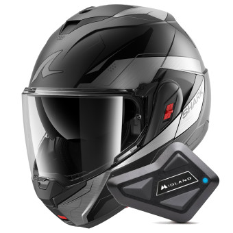 Casque Modulable Shark Oxo Mekarium Mat AUK + Kit Bluetooth BT Mini