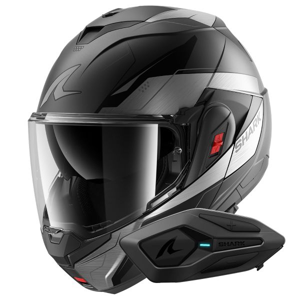 Casque Modulable Shark Oxo Mekarium Mat AUK + Kit Bluetooth Sena for Shark Solo