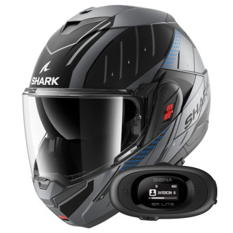 Casque Modulable Shark Oxo Rydger Mat ABK + Kit bluetooth 5R Lite Solo
