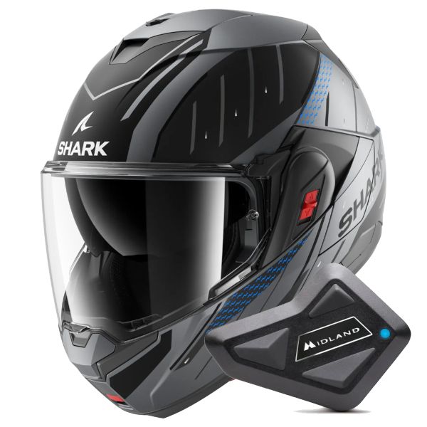 Casque Modulable Shark Oxo Rydger Mat ABK + Kit Bluetooth BT Mini Casque Modulable Shark Oxo Rydger Mat ABK + Kit Bluetooth BT Mini