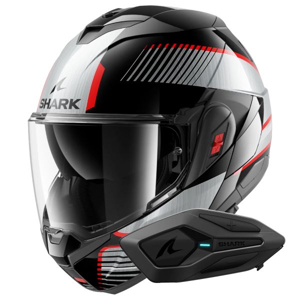 Casque Modulable Shark Oxo Sikter KUS + Kit Bluetooth Sena for Shark Mesh Solo