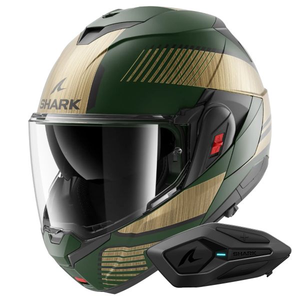 Casque Modulable Shark Oxo Sikter Mat GUQ + Kit Bluetooth Sena for Shark