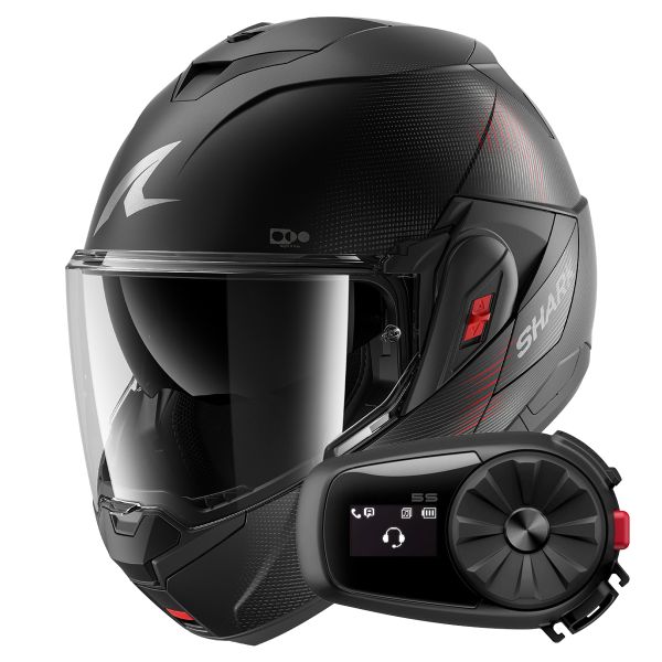 Casque Modulable Shark Oxo SP Lyne Mat KAA + Kit Bluetooth 5S Solo
