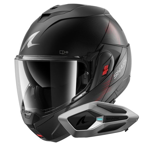 Casque Modulable Shark Oxo SP Lyne Mat KAA + Kit Bluetooth Sena for Shark Mesh Solo