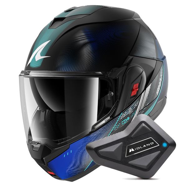 Casque Modulable Shark Oxo Speed-Tech KBW + Kit Bluetooth BT Mini