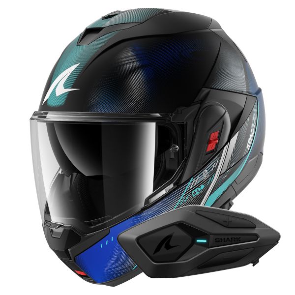 Casque Modulable Shark Oxo Speed-Tech KBW + Kit Bluetooth Sena for Shark Solo