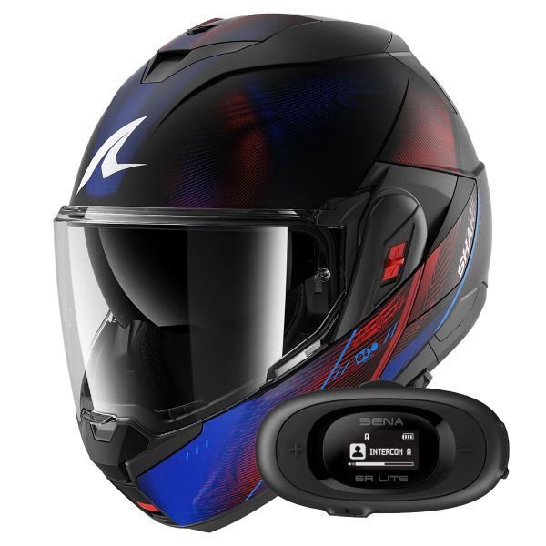 Casque Modulable Shark Oxo Speed-Tech Mat KBR + Kit bluetooth 5R Lite Solo