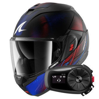 Casque Modulable Shark Oxo Speed-Tech Mat KBR + Kit Bluetooth 5S Solo
