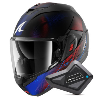 Casque Modulable Shark Oxo Speed-Tech Mat KBR + Kit Bluetooth BT Mini