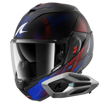 Casque Modulable Shark Oxo Speed-Tech Mat KBR + Kit Bluetooth Sena for Shark Mesh Solo