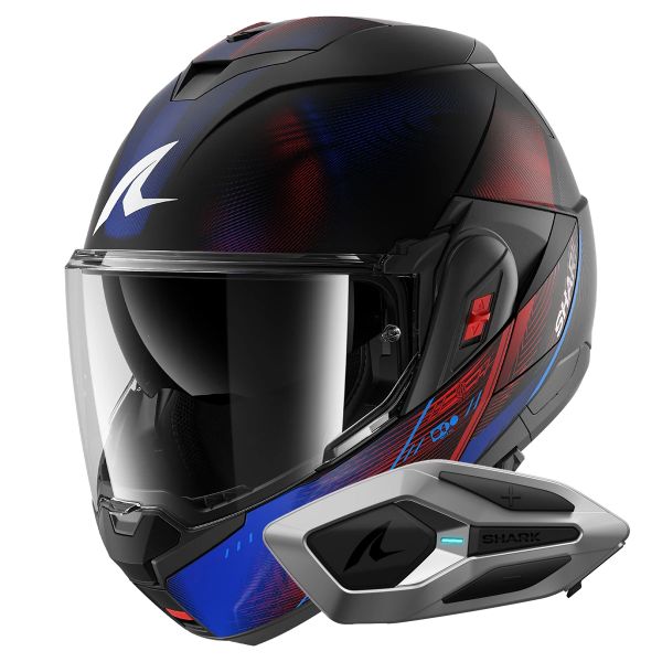 Casque Modulable Shark Oxo Speed-Tech Mat KBR + Kit Bluetooth Sena for Shark Mesh Solo