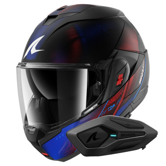 Casque Modulable Shark Oxo Speed-Tech Mat KBR + Kit Bluetooth Sena for Shark Solo