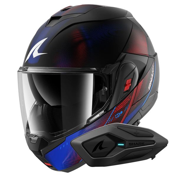 Casque Modulable Shark Oxo Speed-Tech Mat KBR + Kit Bluetooth Sena for Shark Solo
