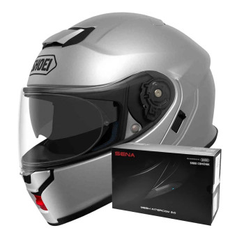 Casque Modulable Shoei Neotec 3 Light Silver + Intercom Sena SRL-03