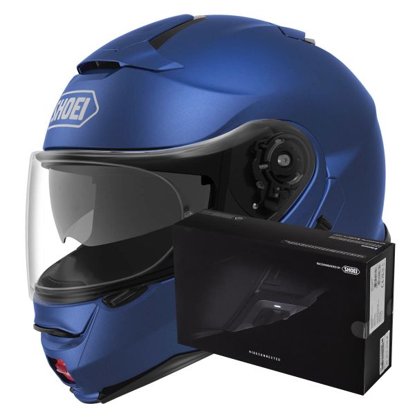 Casque Modulable Shoei Neotec II Matt Blue Metal + Intercom Sena SRL-Mesh