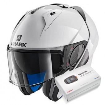 Casque Modulable Shark Evo-One 2 Blank WHU + Kit Bluetooth Sena SMH5 Casque Modulable Shark Evo-One 2 Blank WHU + Kit Bluetooth Sena SMH5