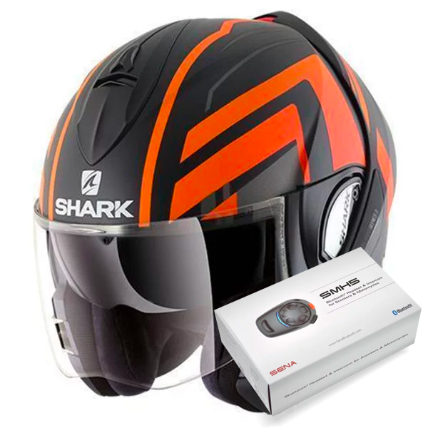 Casque Modulable Shark Evoline Serie 3 Corvus Mat KAO + Kit Bluetooth Sena SMH5