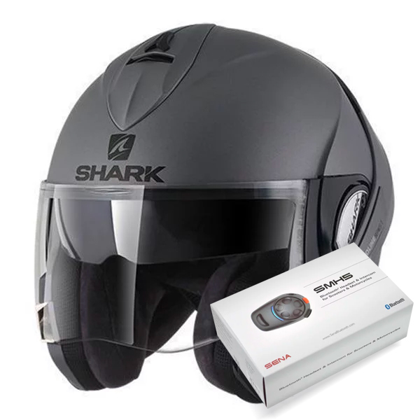 Casque Modulable Shark Evoline Serie 3 Blank Mat AMA + Kit Bluetooth Sena SMH5