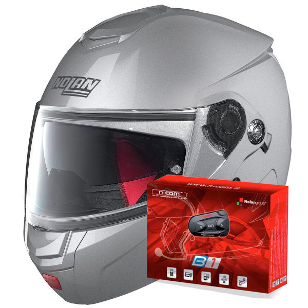 Casque Nolan N90 2 Classic N Com Platinium Silver 1 Kit Bluetooth