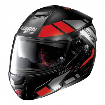 Casque Modulable Nolan N90 2 Euclid N-Com Flat Black Red 25 Casque Modulable Nolan N90 2 Euclid N-Com Flat Black Red 25