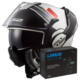 Casque Modulable LS2 Valiant Prox White Red FF399 + Linkin Ride Pal III Casque Modulable LS2 Valiant Prox White Red FF399 + Linkin Ride Pal III