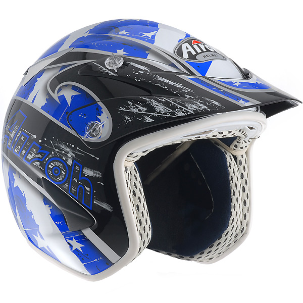 Casque Casque moto Airoh Rock carbon kevlar Trails Bleu RKTB