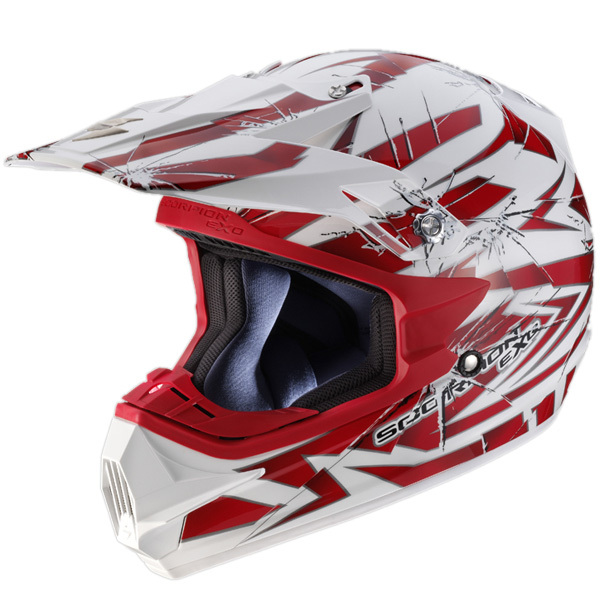 Casque Casque moto Scorpion VX-24 Air Impact Blanc Rouge