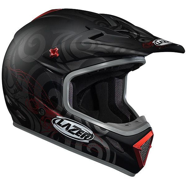 Casque Casque moto Lazer MX7 Hurricane Noir Gris Rouge mat