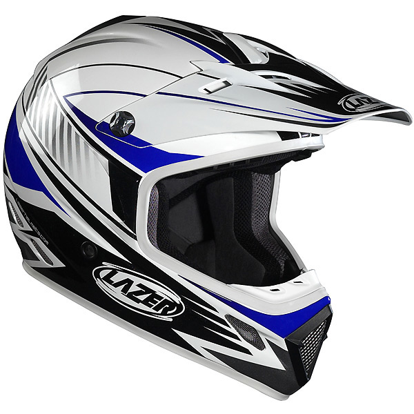 Casque Casque moto Lazer MX7 Prime Blanc Bleu