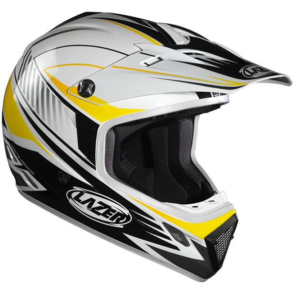 Casque Casque moto Lazer MX7 Prime Blanc Jaune