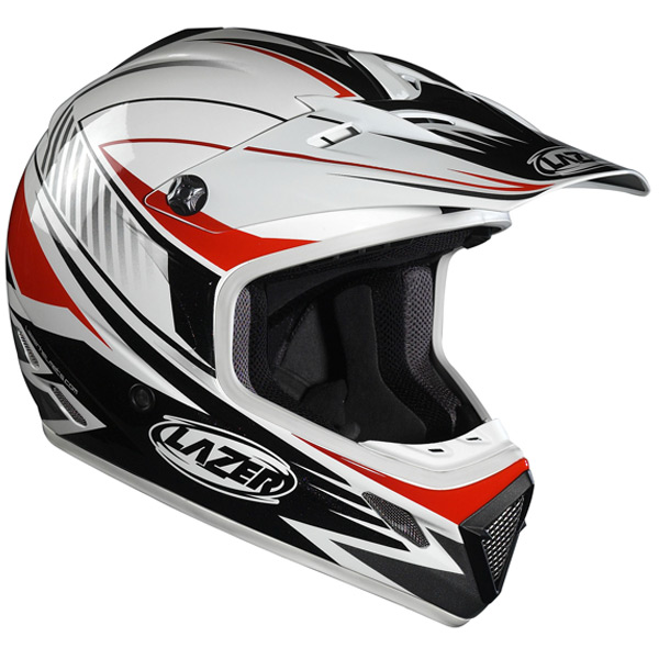 Casque Casque moto Lazer MX7 Prime Blanc Rouge