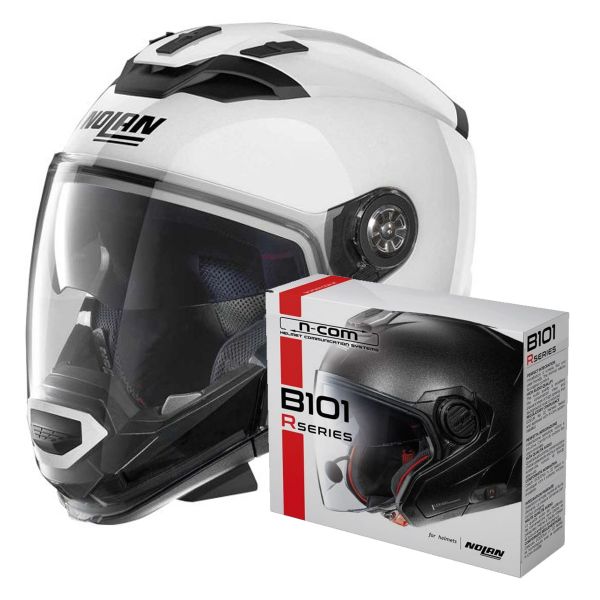 Casque Transformable Nolan N70 2 GT Classic N-Com Metal White 5 + Kit Bluetooth B101R