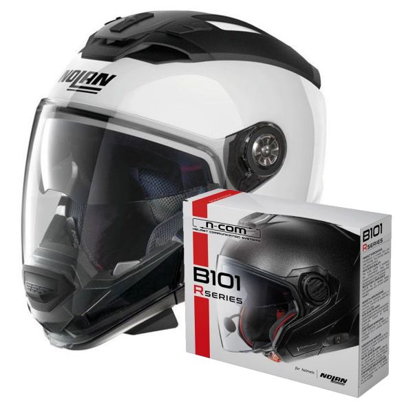 Casque Transformable Nolan N70 2 GT Special N-Com Pure White 15 + Kit Bluetooth B101R