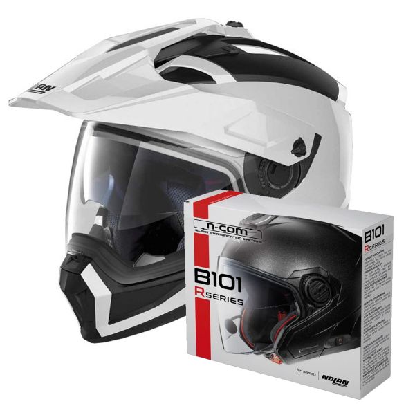Casque Transformable Nolan N70 2 X Classic N-Com Metal White 5 + Kit Bluetooth B101R
