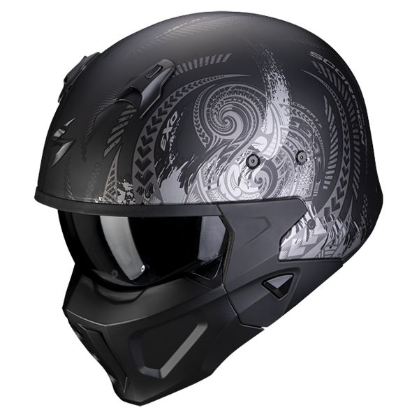 Casque Transformable Scorpion Covert-X Tatoo Black Matt Silver