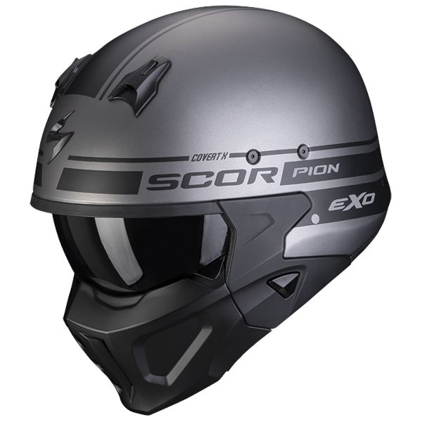 Casque Transformable Scorpion Covert-X Tussle Silver Black Matt