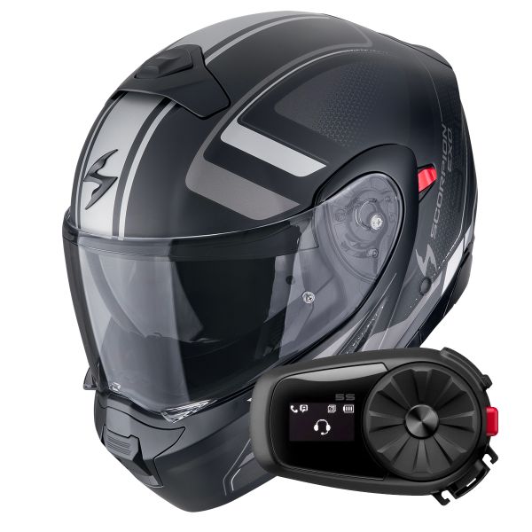 Casque Transformable Scorpion Exo 930 Evo Ardens Matt Black Silver + Kit Bluetooth 5S Solo Casque Transformable Scorpion Exo 930 Evo Ardens Matt Black Silver + Kit Bluetooth 5S Solo