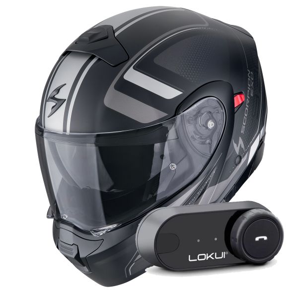 Casque Transformable Scorpion Exo 930 Evo Ardens Matt Black Silver + Kit Bluetooth Lokui K30 Casque Transformable Scorpion Exo 930 Evo Ardens Matt Black Silver + Kit Bluetooth Lokui K30