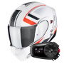 Casque Transformable Scorpion Exo 930 Evo Ardens Matt White Black Red + Kit Bluetooth 5S Solo