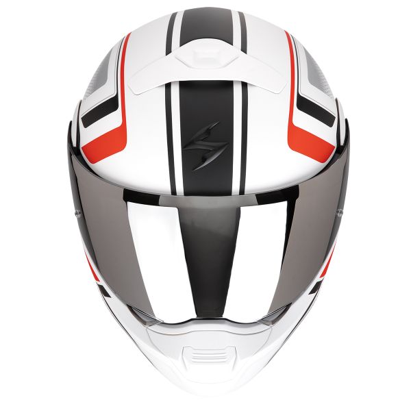 Scorpion Exo 930 Evo Ardens Matt White Black Red + Kit bluetooth 5R Lite